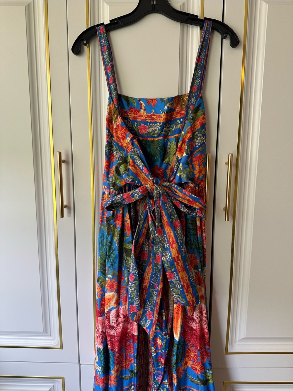 FARM Rio Blue Floral Maxi Dress with Orange and Pink Accents - Picture 6 of 10
